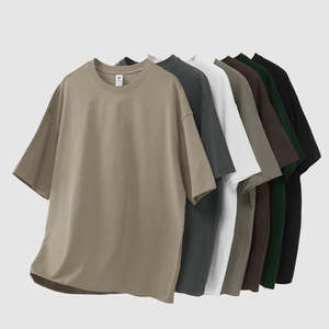 Camisetas de media manga personalizadas para hombre de peso pesado de 320GSM, 100% algodón liso, informal, lavado ácido, tejido a granel, Media manga Formal - Product Image 2