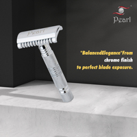 Pisau Cukur Wajah Pria Premium Lima Mata Pisau Double Edge Baja Tahan Karat Gagang Kuningan Merek Pearl Untuk Penggunaan Barber Shop