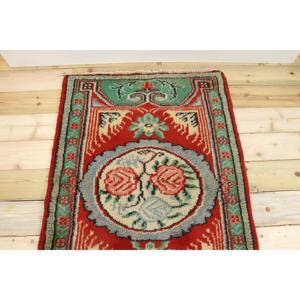 Tapis turc vintage, petit tapis de 2,8x4,1 pieds, tapis en laine rouge, vert, plantes et arbres - Product Image 3