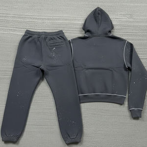 Custom Made High Quality Tracksuit <b>Sets</b> Acid Wash Thick Distressed Patch <b>Embroidery</b> Tracksuits Streetwear 2 Piece Tracksuit <b>Sets</b> - Product Image 2