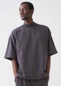 T-shirt Boxy surdimensionné personnalisé pour hommes T-shirt épais en coton tissé à col montant et à épaules tombantes - Product Image 2