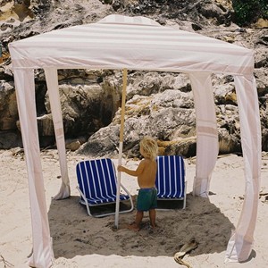 Carpa de <span class=keywords><strong>Playa</strong></span> Cuadrada de Alta Calidad con Protección UV, con Postes de Madera, Color Rosa, con Cortina Lateral - Product Image 1