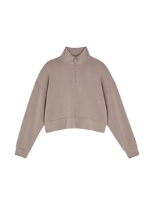 Sudaderas de algodón 100% de invierno recortadas de gran tamaño a la moda para mujer estilos de Sudadera con capucha y logotipo frontal de manga corta - Product Image 2