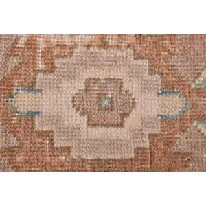 Alfombra Turca Vintage Pequeña de 1.1x2.9 pies, Alfombra de Lana con Estampado Animal Marrón - Product Image 4