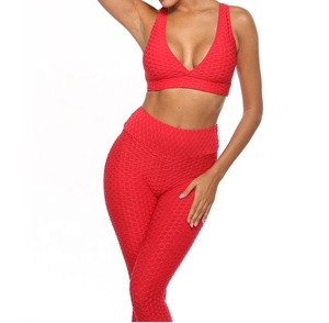 Conjunto de Yoga de bajo costo para mujer, ropa de gimnasio de dos piezas sin costuras, ropa de fitness barata, ropa deportiva al por mayor para uso de entrenamiento - Product Image 1