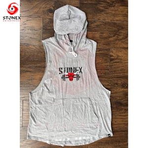 Sudadera con capucha sin mangas en blanco gruesa de gran tamaño personalizada para hombre, ropa deportiva para gimnasio, Sudadera con capucha sin mangas de verano - Product Image 5
