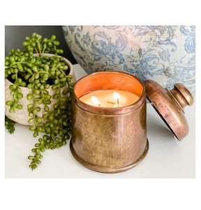 Metal Canister Shape Antique <b>Copper</b> Plated Candle Vessel Home Decor <b>Table</b> Top With Lid Scented - Product Image 6