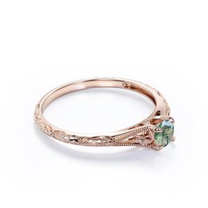 SHAMA JEWELS HUB 1.50cts Conjunto de anillo de compromiso de ágata de musgo redondo Anillo de piedras preciosas de estilo vintage clásico para boda y fiesta - Product Image 5