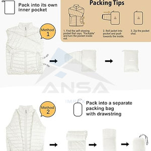 Chaqueta acolchada directa de fábrica para hombre, abrigo empacable aislado para Otoño Invierno Primavera, puños elásticos con dobladillo, múltiples bolsillos - Product Image 6