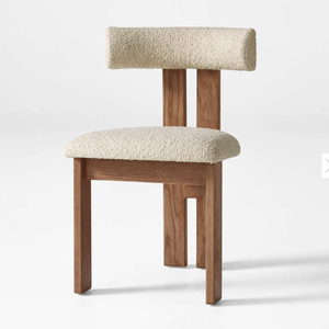 Chaise de salle à manger de haute qualité cadre en bois massif couleur marron finition tissu crème pour la maison hôtel Restaurant chaise de salle à manger - Product Image 1