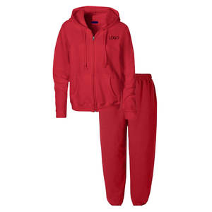 Unisex Custom Breathable 2-Piece Cotton Track Suit <b>Men's</b> Hooded <b>Jogger</b> and Sweatpants Plain Sweatsuit Set - Product Image 2