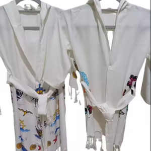 Turkish Viscose Hooded <b>Beach</b> Bathrobe Women Men Children Quick Drying Hotel Pool Spa Home Good Quality Patterned Breathable - Product Image 1