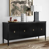 Console en bois massif de bonne qualité, style luxueux, couleur noire peinte, hauteur réglable pour la maison, l'appartement, le salon