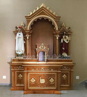 Autel en bois de teck inspiré des grandes cathédrales, mobilier d'intérieur haut de gamme américain, taille et couleur personnalisables, armoire de prière d'église durable, Royaume-Uni