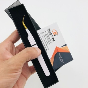 Meilleures ventes Extensions de cils inclinés en acier inoxydable Pince à épiler Applicateur en or blanc Fibre pointue Durable pour les sourcils - Product Image 2