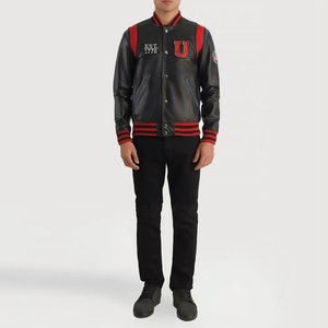 Liberte USA Chaqueta Varsity De Cuero Negro Para Hombre - Product Image 5