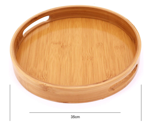 Bandeja redonda de bambú para servir con asas, plato grande de madera para comida para desayuno, aperitivos, bebidas y decoración del hogar de Vietnam - Product Image 3