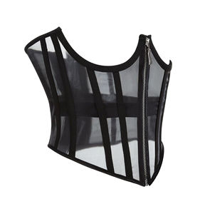 Camiseta sin mangas con entrenador de cintura de malla Sexy para mujer, corsés push-up negros con corpiño transparente, accesorio de equipo de Fitness - Product Image 4