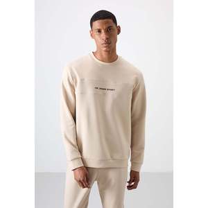 Conjunto Deportivo Casual para Hombre, Corte Cómodo, Estampado, Beige, Algodón Grueso, Textura Suave-85253 - Product Image 3