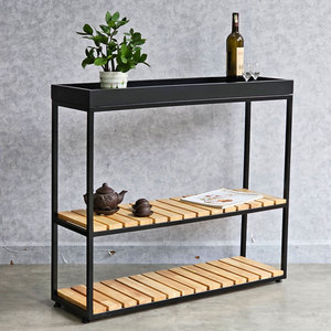 100x30x88cm Standing Type Hallway Decorative <b>Shelf</b> with Iron Frame Rubber Wood-CST068 - Product Image 5