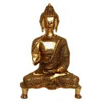 Handgefertigte Moderne Buddha-Statue aus Messing, Umweltfreundliches Metallhandwerk für Heim-Meditation, Spirituelle Dekoration, Geburtstagsgeschenk, Hergestellt in Indien