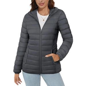 Chaqueta impermeable con capucha para mujer, cortavientos ligero con cremallera completa, abrigos impermeables, chaquetas acolchadas cálidas de invierno con cremallera completa - Product Image 1