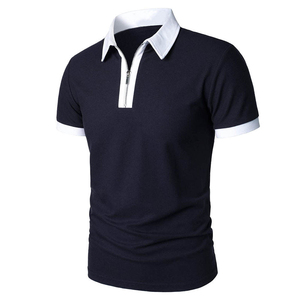 Camisetas Polo ajustadas de manga corta de alta calidad para hombre, Camisetas estampadas a rayas de diseñador informal, cuello vuelto con cremallera - Product Image 1