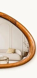 Espejo de pared de madera exclusivo hecho a mano con acento de lujo Vintage para espacios elegantes - Product Image 4