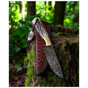 ด้ามจับไม้เขากวางทำด้วยมืองาน OEM ทำจากสแตนเลสเกรดอุตสาหกรรม12นิ้วมีดล่าสัตว์ดีไซน์ฝนตกรับประกัน3ปีสำหรับ DIY - Product Image 3