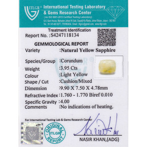 Saphir Jaune Naturel (Pukhraj) 3,95 Carats, Taille Émeraude Facettée, Pierre Libre, Matériau de Gemme Rouge, Similaire à l'Alexandrite et à l'Aigue-marine - Product Image 4