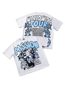 เสื้อยืด2ชิ้นสำหรับผู้ชายกางเกงผ้าฝ้ายโอเวอร์ไซส์ผ้าฝ้าย100% ลายกราฟิกแบบสตรีทแวร์ฤดูร้อน - Product Image 2