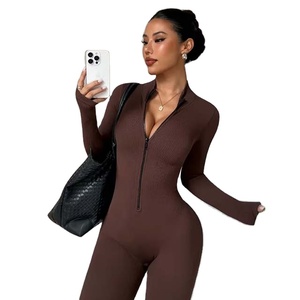 Nuevo Mono Deportivo Casual Elástico para Mujer, Ropa Deportiva de Color Sólido, Mono Sexy Ajustado de Manga Larga - Product Image 1