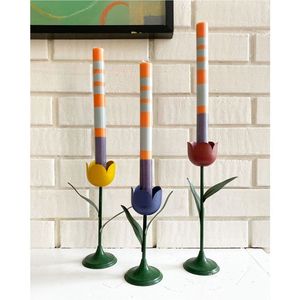 Portavelas de Estilo Nórdico con Forma de Capullo de Tulipán, Soporte para Velas Cónicas |   Decoración Primaveral Colorida para Sala de Estar, Mueble y Escritorio - Product Image 5