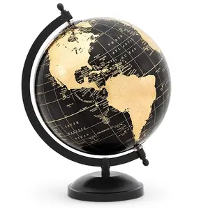 School & Office supply New Decorative High Quality Elegant Golden Black Aluminum Metal Globe with Round Base Customized