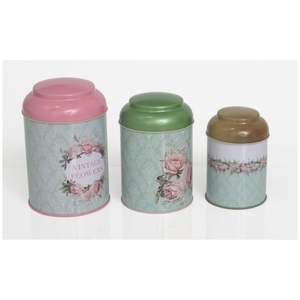 round Metal Household Food Storage <b>Canister</b> <b>Set</b> of 3 Ø120 Ø105 Ø90 with Dome Lid for Home <b>Kitchen</b> Use - Product Image 2