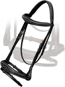 Brida inglesa Flash de salto con pieza de corona ergonómica Acolchado suave Diseño anatómico Snaffle Fancy Noseband y riendas de goma - Product Image 5