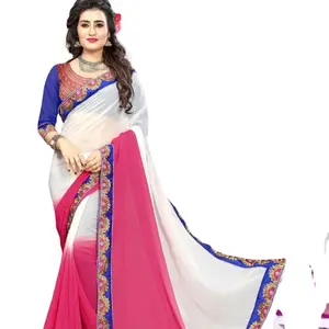 Dgb Indian Exports personalizzato bellissimo sari In Georgette stile floreale In sconto con camicetta a contrasto sari da donna all'ingrosso