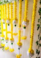 Guirlande de fleurs artificielles de souci indien 2025 avec clochettes pour décoration de mariage, guirlande de fleurs artificielles pour décoration Mehendi Haldi