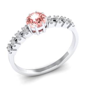 Anillos REYES Vintage de Plata de Ley 925 con Morganita Natural, Certificados por GRA, Claridad VVS, Anillos Finos de Compromiso con Moissanita - Product Image 2