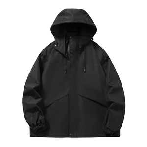 Wholesale Men's <b>Spandex</b> Polyester Softshell Zip Jacket Winter Warm Outdoor Hiking Waterproof Jacket Stand Collar Windproof Print - Product Image 6