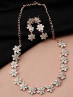 Classique Brilliance Plaqué Or Diamant Perle Collier Ensemble avec Chaîne À Maillons En Or Rose Fine Orthodoxe Mariage Sautoirs Bijoux