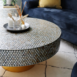 โต๊ะกาแฟ tragrah ฝังกระดูกสีขาวเรียบง่ายหรูหราทำด้วยมือปรับความสูงได้สำหรับห้องนั่งเล่นเฟอร์นิเจอร์บ้าน - Product Image 3