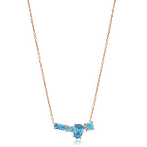 Quatre aigue-marine conception de pierre collier turc fait à la main vente en gros bijoux en argent Sterling 925 - Product Image 1