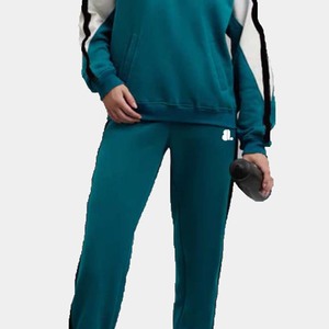 Conjunto de chándal con cremallera de bloque 100% de color algodón 2026 para mujer, ropa de calle de invierno transpirable, chándal con logotipo frontal, cierre 2 en 1 - Product Image 4