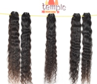 Ekstensi Rambut India Grosir 100% Virgin Remy Double Weft Tanpa Proses Mesin, Gelombang/Keriting 100g, Rambut Tenun Tamil Nadu Panjang