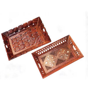 Decorative Handmade Luxury <b>Wood</b> Serving Tray Elegant Handcrafted Natural <b>Wood</b> Tray for Serving Display and Home Decor - Product Image 1