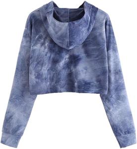 Haute qualité en détresse lavé à l'acide crop top sweats à capuche pull à manches longues personnalisé vintage sweats à capuche pull broderie - Product Image 2