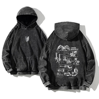 Anime Attack on Titan Hoodie Imprimé Hip Hop Manches Longues Casual Streetwear Acid Washed Hoodies Manga Print Sweatshirts Tops 2025