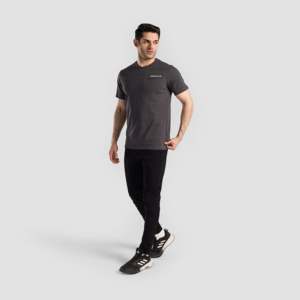 เสื้อยืดพิมพ์ลาย Power Move สีเทาเข้ม ผ้าโพลีเอสเตอร์ 100% น้ำหนัก 200 กรัม เสื้อยืดออกกำลังกายน้ำหนักเบา พิมพ์ลายด้วยเทคนิคซิลค์สกรีน - Product Image 4