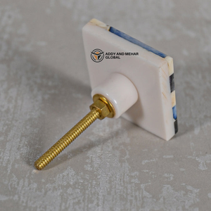 Bouton de meuble rond moderne en os incrusté, durable et écologique, motif floral sculpté pour chambre à coucher, salon, tiroir - Product Image 3